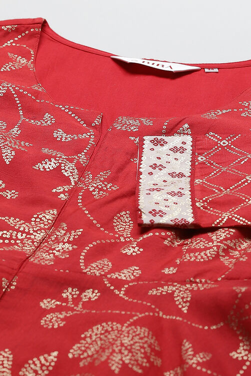 Red Poly Cotton Lehenga Set image number 1