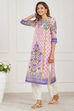 Pink Cotton Printed Straight Kurta image number 2
