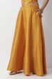 Mustard Poly Dupion Solid Flared Maxi Skirt image number 3