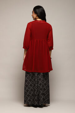 Rust & Red Polyester Flared Solid 2 Piece Set image number 5
