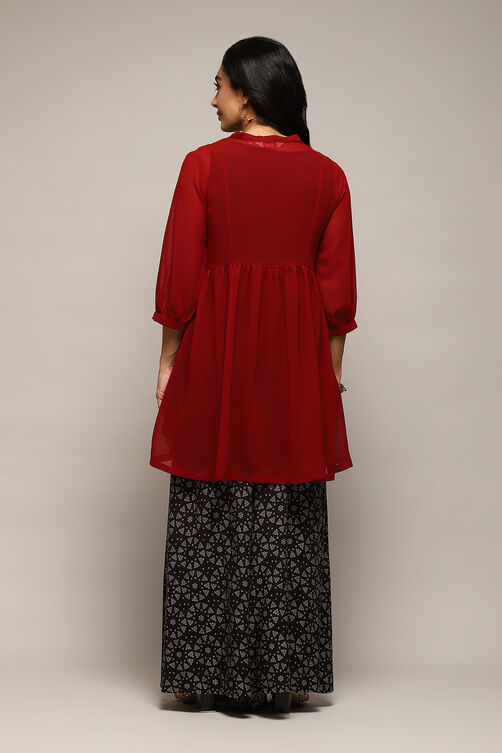 Rust & Red Polyester Flared Solid 2 Piece Set image number 5