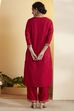 Red Nylon Straight Suit Set image number 5