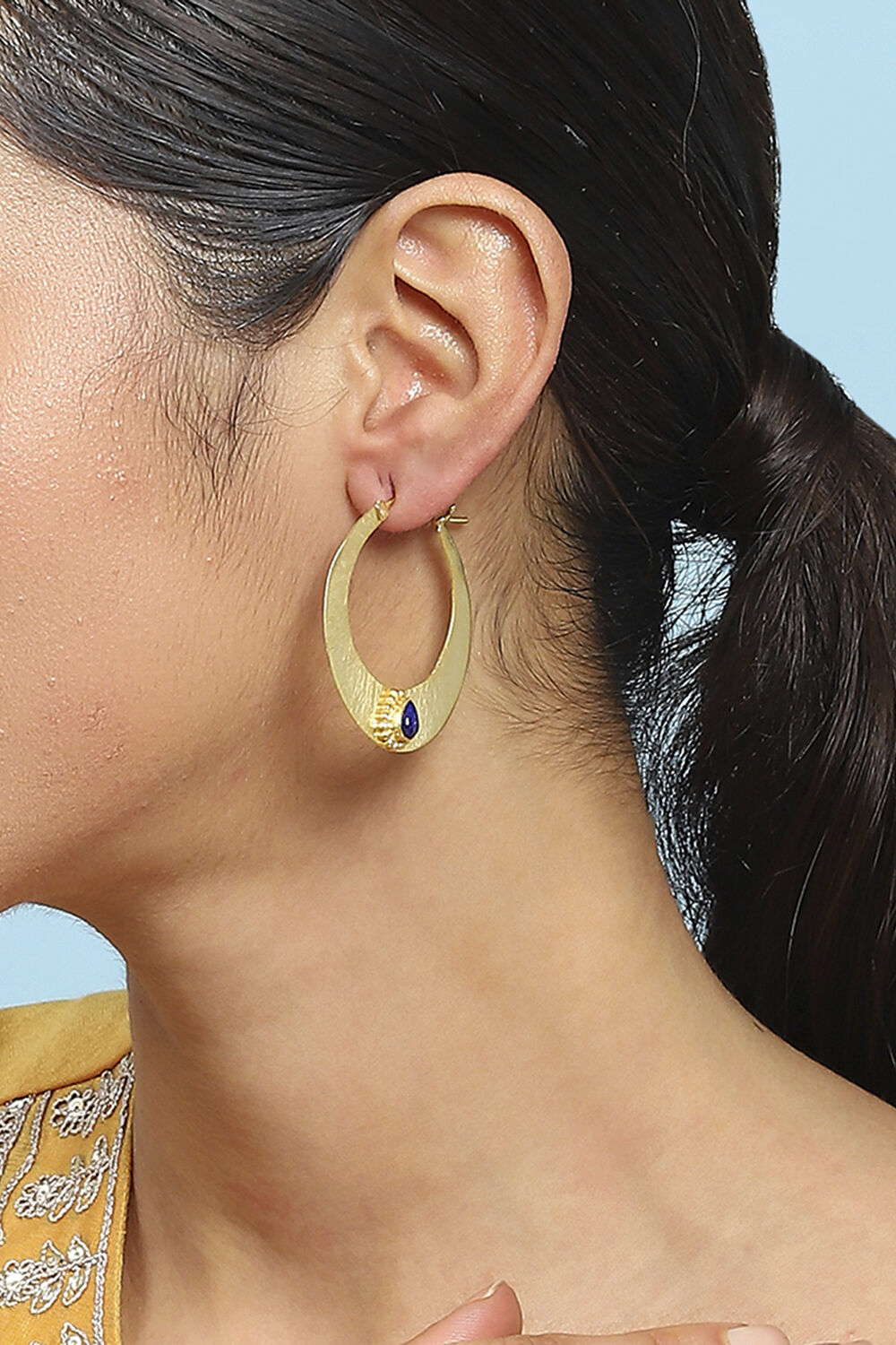 Blue Brass Hoops image number 1