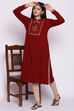 Red Straight Woolen Kurta image number 2