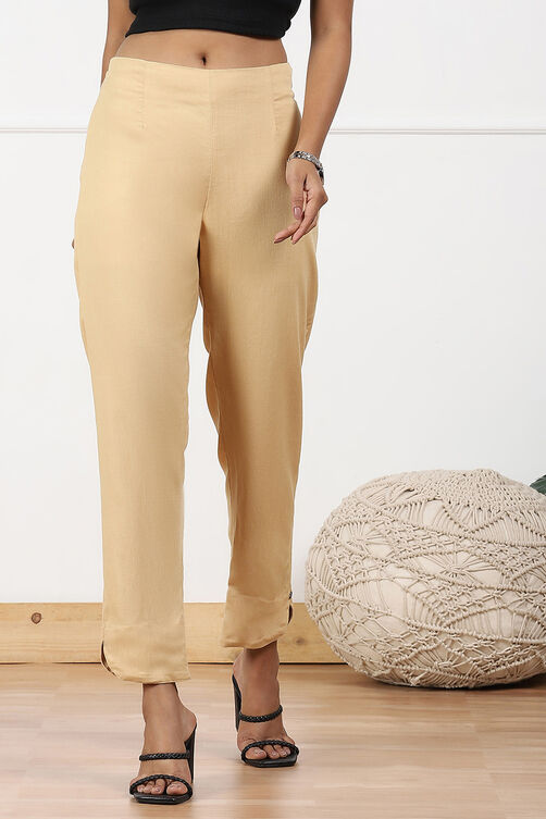 White Viscose Lycra Solid Pant image number 4