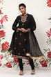 Rohit Bal Black Cotton Blend Straight Kurta Suit Set