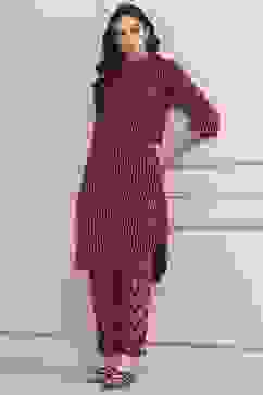 Red Poly Viscose Printed Kurta Set image number 0