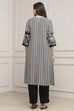 Black Modal Printed Straight Suit Set image number 4