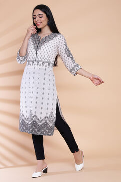 Natural Cotton Straight Printed Kurta image number 3