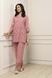 Dusky Pink Cotton Schiffli Straight Suit Set