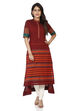 Maroon Cotton A-Line Printed Kurta image number 0