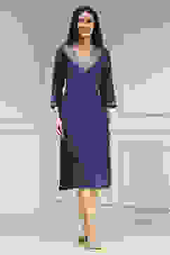 Blue Solid Straight Kurta image number 5