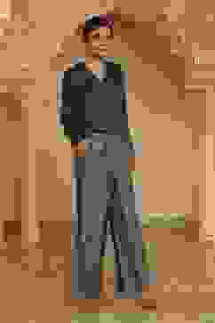 Emerald Green Art Silk Sequinned Co-ord Set image number 5