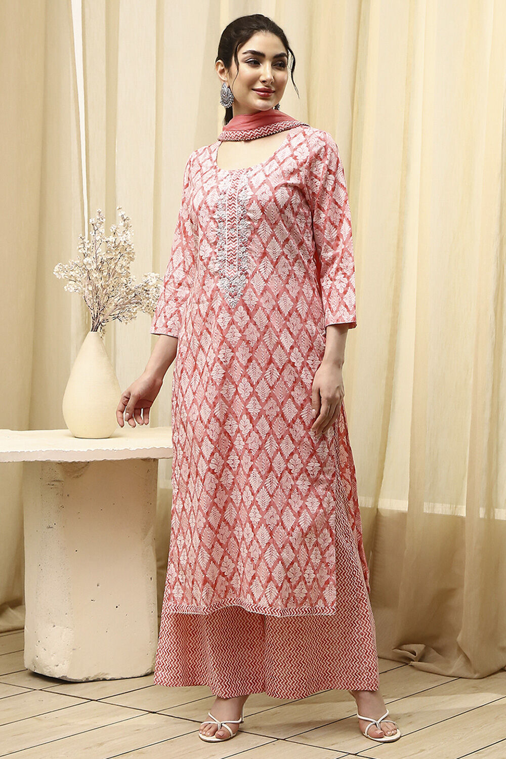 Mustard Yellow Cotton Printed Unstitched Suit Set image number 7