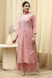 Coral Cotton Printed Embroidered Unstitched Suit Set image number 7