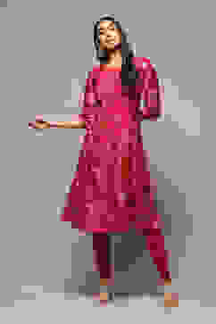 Fuschia Art Silk Flared 2 Piece Set image number 0