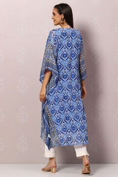 White And Blue Cotton Kaftan Set image number 4