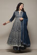 Teal Cotton Anarkali Kurta Skirt Suit Set