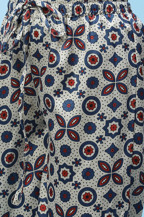 Blue Art Silk Girls Straight Straight Kurta Palazzo Suit Set image number 6