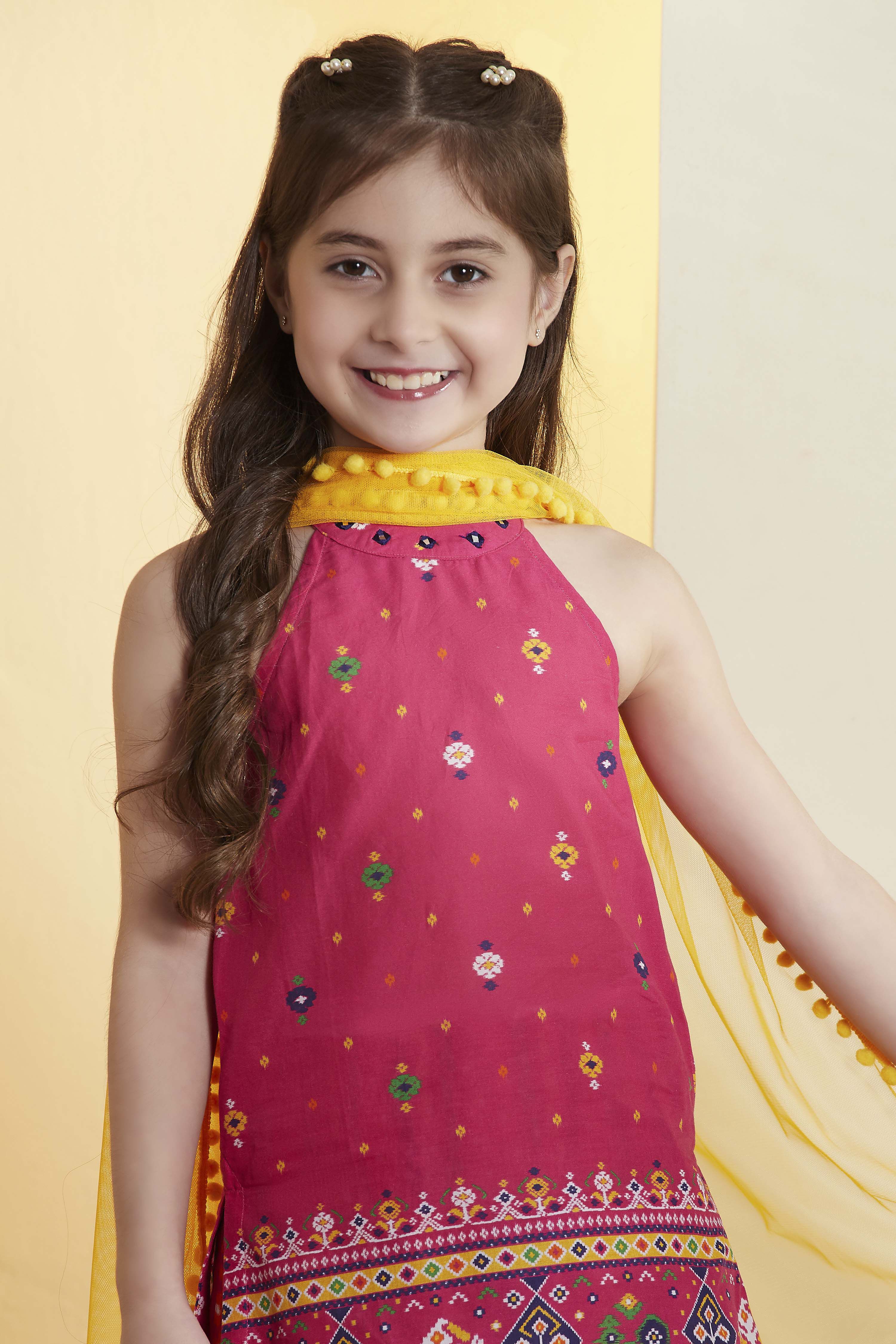 Pink Printed Straight Cotton Kurta Set image number 1
