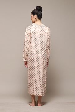 Off White Rayon Printed Sleepwear image number 4