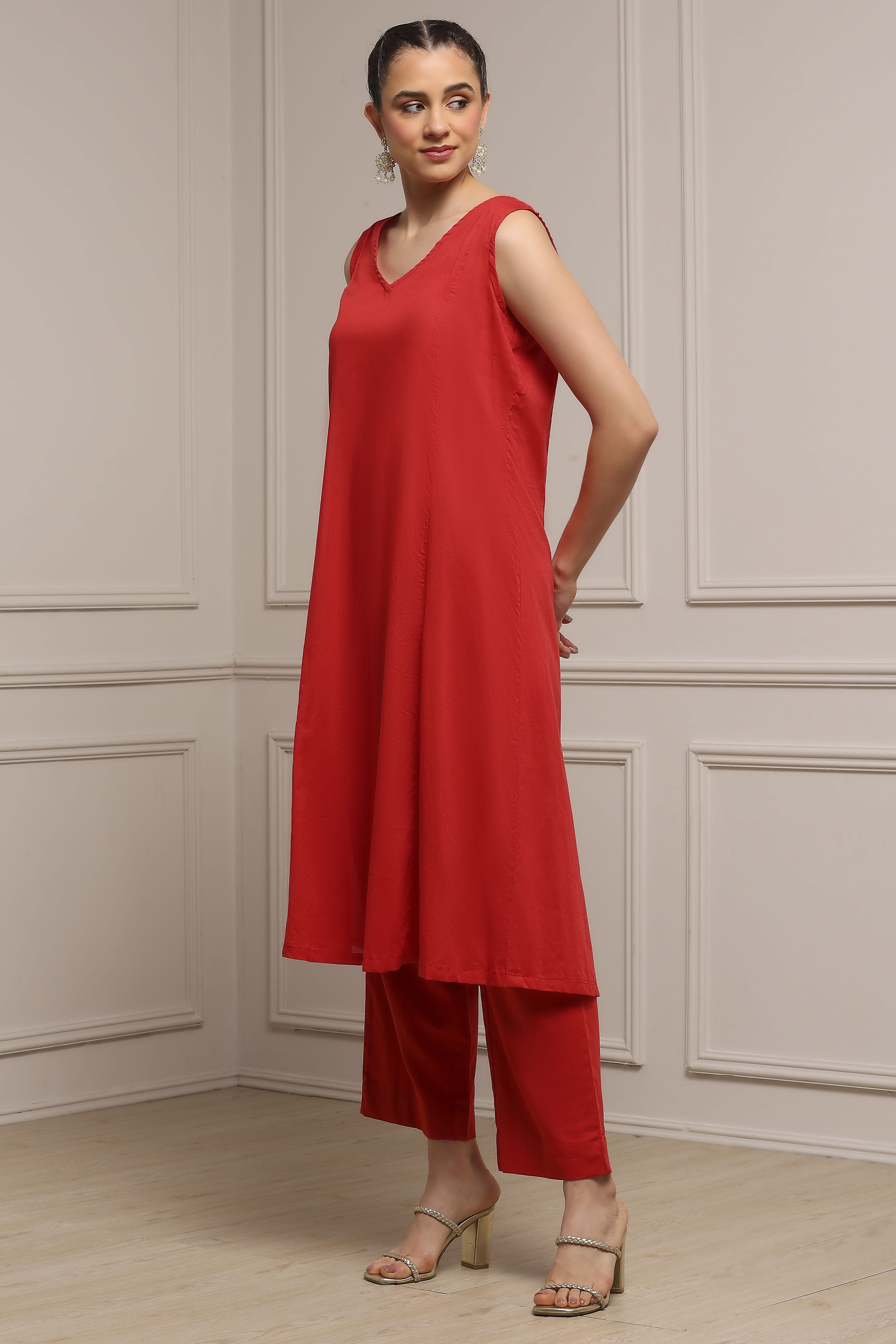 Mehndi Green Chanderi Embroidered Kalidar Suit Set image number 7