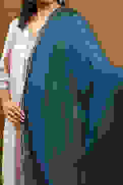 Peacock Blue Polyester Dupatta image number 1