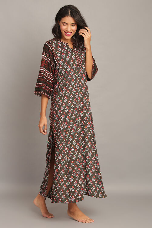Blue Cotton Straight Printed Sleepwear image number 3