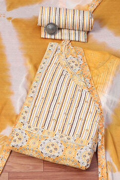 Yellow Cotton Blend Unstitched Suit Set image number 0