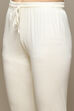 Off White Linen Anarkali Kurta Churidar Suit Set image number 2