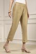 Beige Viscose Rayon Fitted Solid Pants image number 3