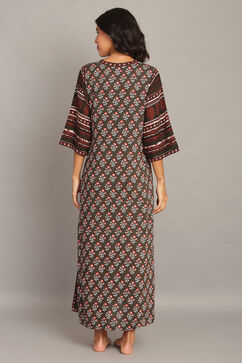 Brown Cotton Straight Printed Sleepwear image number 5