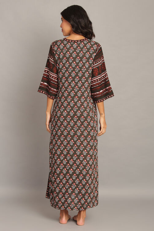 Blue Cotton Straight Printed Sleepwear image number 5