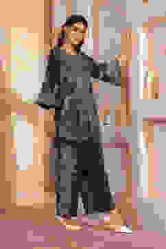 Blue Cotton Straight Printed Kurta Pants Set image number 5