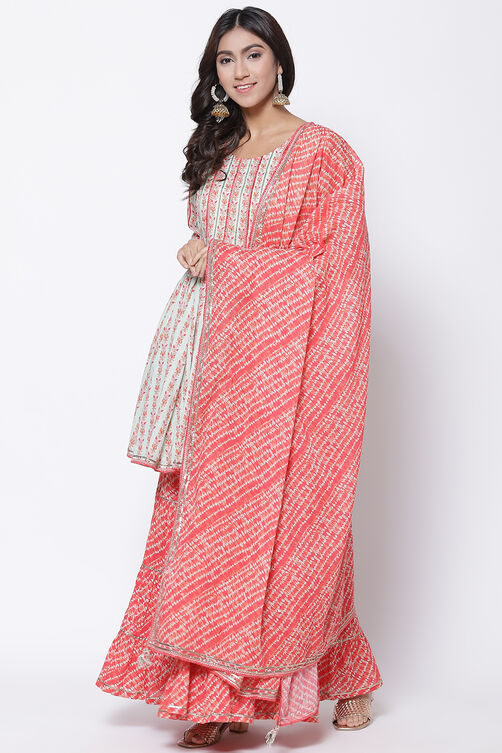 Aqua Coral Cotton Sharara Kurta Garara Suit Set image number 5