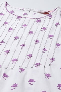 Lavender Cotton Straight Printed Kurta image number 1