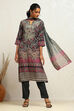 Beige Crepe Floral Printed Straight Suit Set image number 0