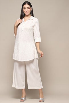 White Cotton Straight Top image number 0