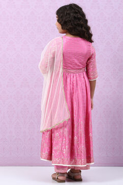 Pink Viscose Anarkali Straight Kurta Palazzo Suit Set image number 4