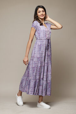 Purple LIVA Printed Jumpsuit image number 4