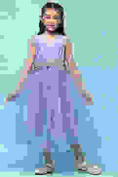 Blue Polyester Gathered Solid Dress image number 5