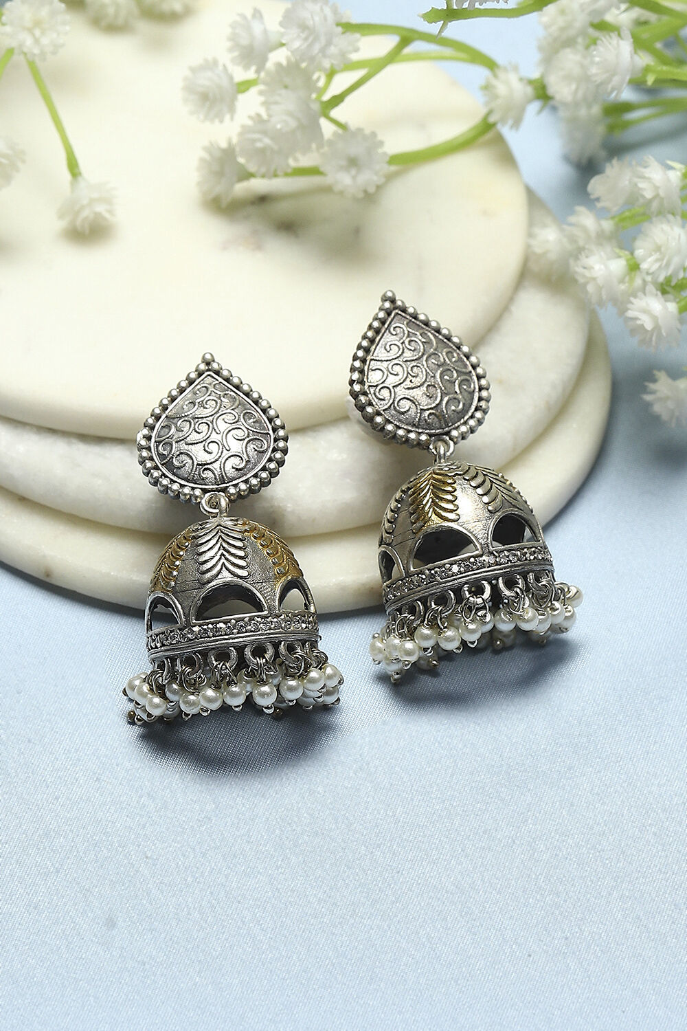 Lightweight jhumkas gold top