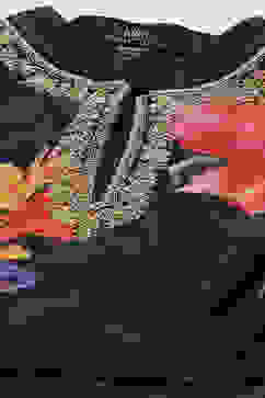 Rohit Bal Black Cotton Silk Anarkali Printed Suit Set image number 1