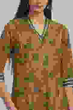 Mustard Yellow Cotton Printed Kurta Set image number 1