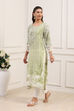 Green Viscose Rayon Printed Straight Kurta image number 2