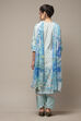White & Blue Cotton Straight Kurta Salwar Suit Set image number 2