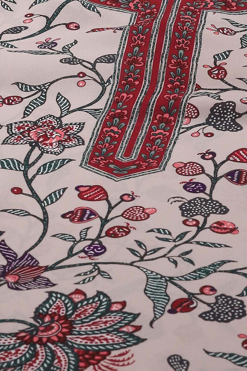 Off-White Floral Printed Straight Kurti image number 6