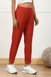 Black Solid Mid-Rise Regular Pants image number 3