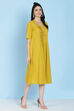 Mustard Cotton A-line Flax Solid Kurta Dress image number 2