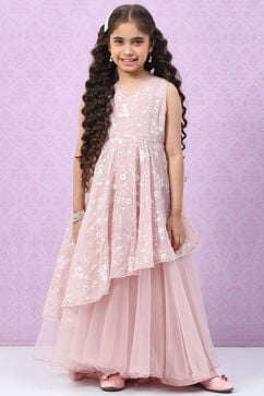 Onion Pink Art Silk Flared Gown image number 0